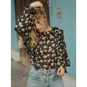 DÔEN Luca top in black anemone print size XS